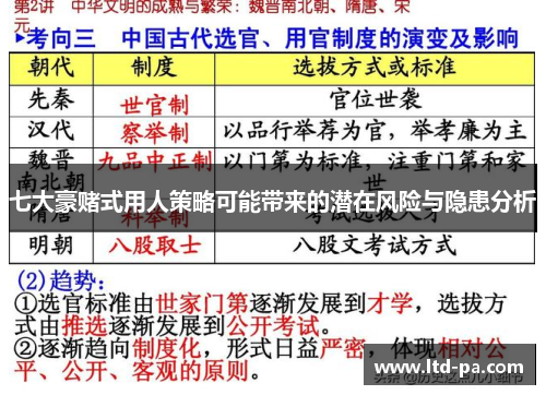 七大豪赌式用人策略可能带来的潜在风险与隐患分析